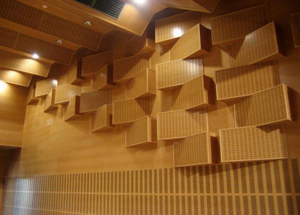 Wood Acoustic Diffuser Ceiling Panels , 3D MDF Auditorium Sound Proof Wall Board