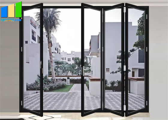 Akordeon Tasarım Bifold Dış Alüminyum Alaşımlı Cam Katlanır Veranda Kapıları
